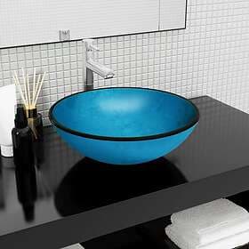 vidaXL Handfat härdat glas 42x14 cm blå 345265