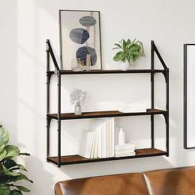 vidaXL Wall Shelf 3 Shelves Smoked Oak 80x21x78.5 cm Engineered Wood 835456