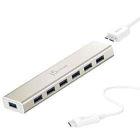 J5Create USB C hub 7-port with power adapter