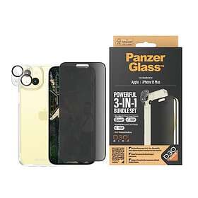 Inskal iPhone 15 Plus PanzerGlass 3-i-1 Bundle m. EasyAligner Privacy Skärmskydd