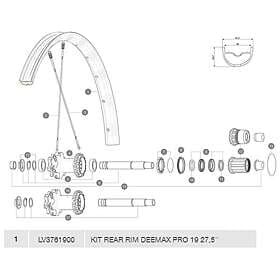 Mavic Deemax Pro 19 Rear Rim Kit Svart 650B 27.5´´ 2