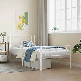 vidaXL Bed Frame med huvudgavel och fotgavel vit metall 75x190 cm 372236
