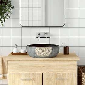 vidaXL Handfat svart och brun rund Φ41x14 cm keramik 155060