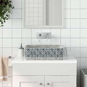 vidaXL Handfat grå och blå rektangulär 46x35.5x13 cm keramik 155072