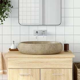 vidaXL Handfat sand oval 59x40x15 cm keramik 155078