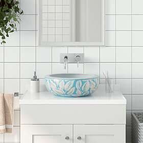 vidaXL Handfat vit och blå rund Φ41x14 cm keramik 155062