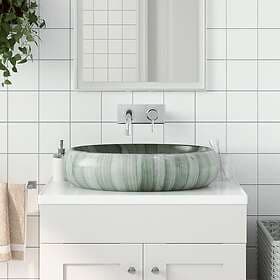 vidaXL Handfat grön oval 59x40x15 cm keramik 155083