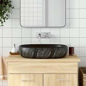 vidaXL Handfat svart oval 59x40x14 cm keramik 155102