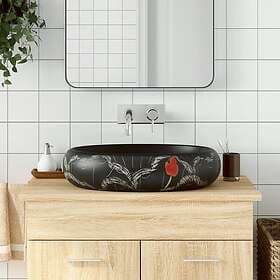 vidaXL Handfat svart oval 59x40x15 cm keramik 155082