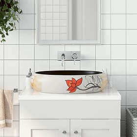 vidaXL Handfat flerfärgad oval 59x40x15 cm keramik 155113