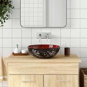 vidaXL Handfat svart och röd rund Φ41x14 cm keramik 155051