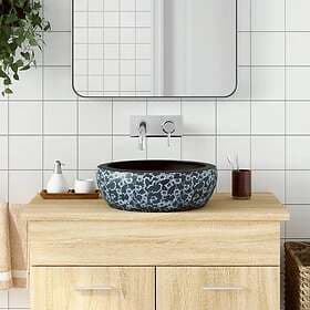 vidaXL Handfat svart och blå rund Φ41x14 cm keramik 155065