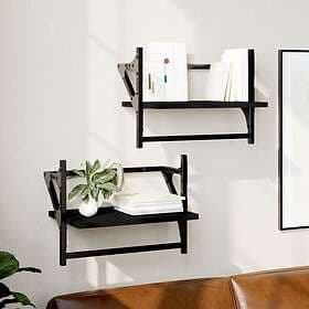 vidaXL Wall Shelves with Rods 2 pcs Black 40x25x30 cm 836238