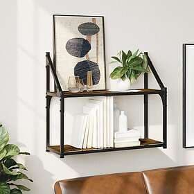vidaXL Vägghylla 2 hyllor rökfärgad ek 60x21x51 cm konstruerat trä 835461