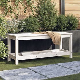 vidaXL Trädgårdsbench vit 108x35x45 cm massiv furu 832383