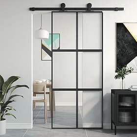 vidaXL Sliding Door svart 90x205 cm härdat glass och aluminium 155211