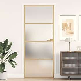 vidaXL Internal Door guld 83x201.5 cm härdat glass och aluminium slim 155137