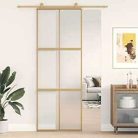 vidaXL Sliding Door guld 76x205 cm frostat ESG-glass och aluminium 155157