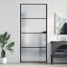 vidaXL Internal Door svart 93x201.5 cm härdat glass och aluminium slim 155121