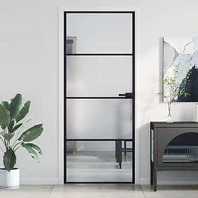 vidaXL Internal Door Black 83x201.5 cm Tempered Glass Aluminum Slim 155118