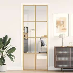 vidaXL Internal Door guld 76x201.5 cm härdat glass och aluminium slim 155140