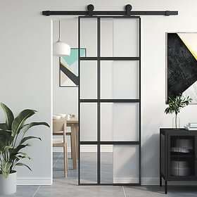 vidaXL Sliding Door svart 76x205 cm härdat glass och aluminium 155228