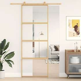 vidaXL Sliding Door guld 76x205 cm klart ESG-glass och aluminium 155178