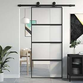 vidaXL Sliding Door svart 90x205 cm härdat glass och aluminium 155220