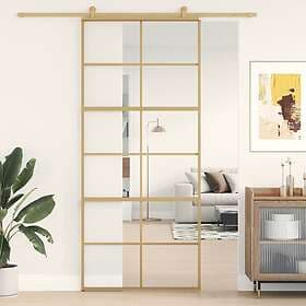 vidaXL Sliding Door guld 90x205 cm klart ESG-glass och aluminium 155167