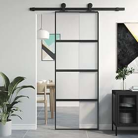 vidaXL Sliding Door svart 76x205 cm härdat glass och aluminium 155219