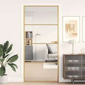 vidaXL Internal Door guld 93x201.5 cm härdat glass och aluminium slim 155134
