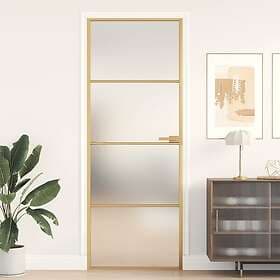 vidaXL Internal Door guld 76x201.5 cm härdat glass och aluminium slim 155136