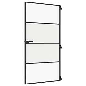 vidaXL Internal Door svart 102.5x201.5 cm härdat glass och aluminium slim 155122