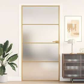 vidaXL Internal Door guld 102.5x201.5 cm härdat glass och aluminium slim 155139