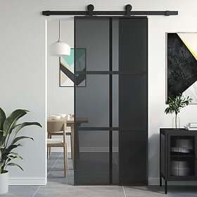 vidaXL Sliding Door svart 90x205 cm härdat glass och aluminium 155214