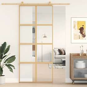 vidaXL Sliding Door guld 90x205 cm klart ESG-glass och aluminium 155185