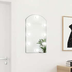 vidaXL Mirror med LED-lampor 70x40 cm glas valvformad (335864+326088) 3102977
