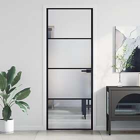 vidaXL Internal Door svart 76x201.5 cm härdat glass och aluminium slim 155116