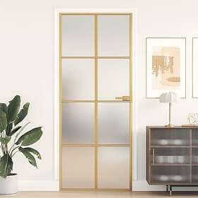 vidaXL Internal Door guld 83x201.5 cm härdat glass och aluminium slim 155145