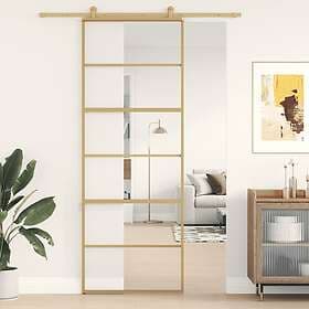 vidaXL Sliding Door guld 76x205 cm klart ESG-glass och aluminium 155160