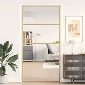 vidaXL Internal Door guld 102.5x201.5 cm härdat glass och aluminium slim 155135