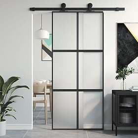 vidaXL Sliding Door svart 90x205 cm härdat glass och aluminium 155208