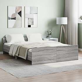 vidaXL Bed Frame med huvudgavel och fotgavel grå sonoma 135x190 cm 3203794