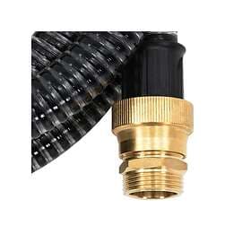 vidaXL Suction Hose with Fittings Brass Black 1.1" 15m PVC