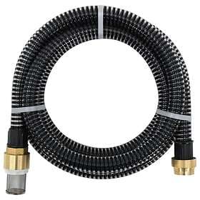 vidaXL Garden Hose with Fittings Brass Black 1.1" 3m PVC