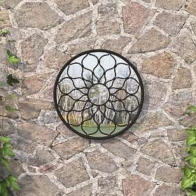 vidaXL Garden Mirror black 40x3cm round iron for outdoor use 318366