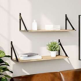 vidaXL Vägghyllor 2 st sonoma-ek 80x25x25.5 cm konstruerat trä 836339
