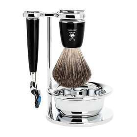 Mühle RYTMO Rakset (Färg: Svart, Rakborste: Pure Badger, Ställ: Med skål, Rakhyv