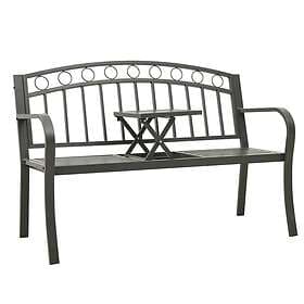 vidaXL Trädgårdsbench med bord grå 120 cm stål 319585