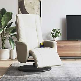 vidaXL Massagefåtölj med fotpall gräddvit konstläder 356513